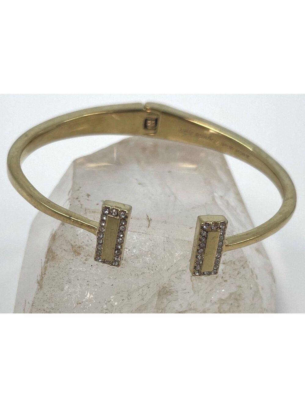 Kate Spade New York Gold-Tone Rhinestone Open Cuff Bracelet w/ Dust Bag 1902